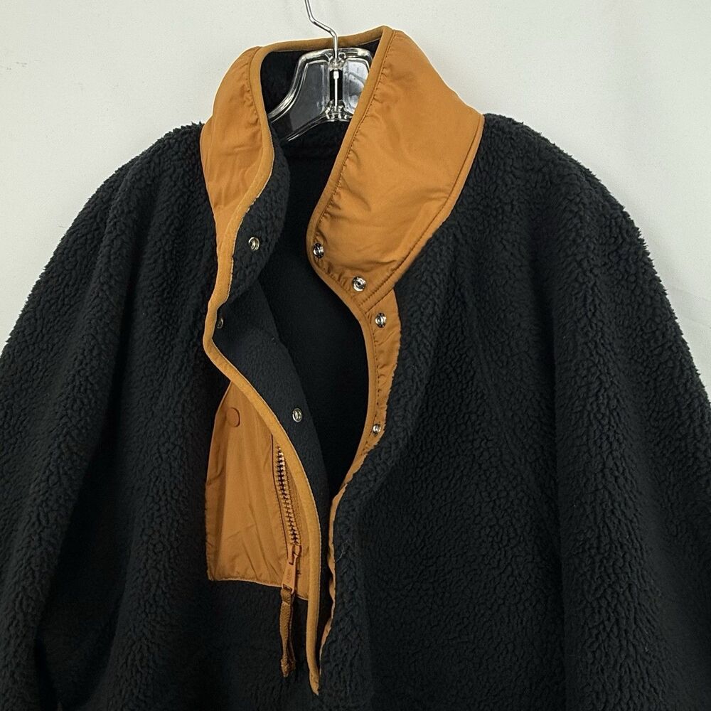 Free People Hit The Slopes Colorblock Pullover Fleece Womens XL Black & Tan - Picture 7 of 16